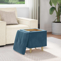 Produktbild för Förvaringspall med kudde Blå 40 x 40 x 45 cm Sammet