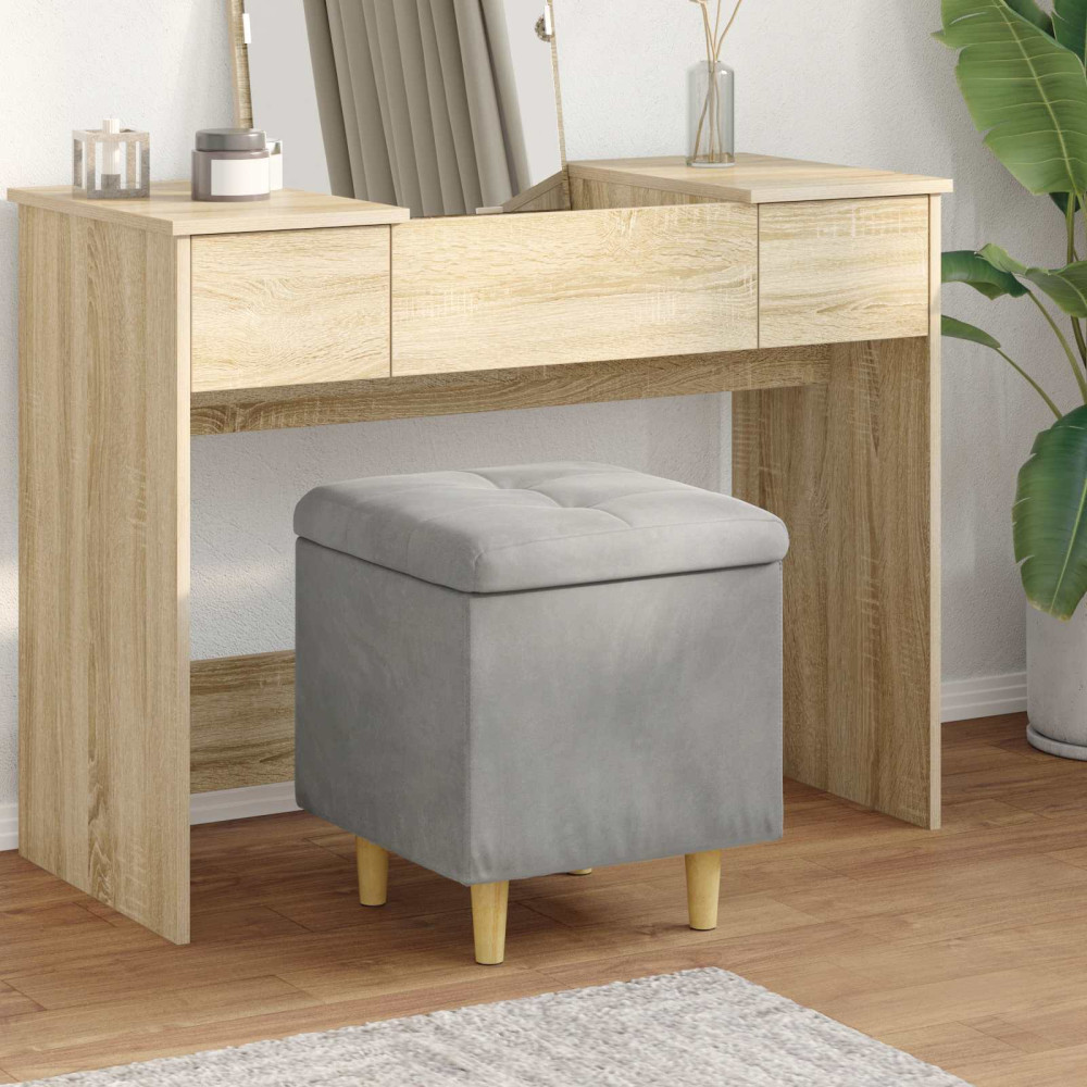 Produktbild för Förvaringspall med kudde Ljusgrå 40 x 40 x 45 cm Sammet