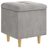 Produktbild för Förvaringspall med kudde Ljusgrå 40 x 40 x 45 cm Sammet