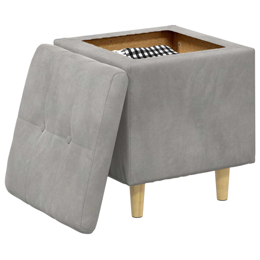 Produktbild för Förvaringspall med kudde Ljusgrå 40 x 40 x 45 cm Sammet