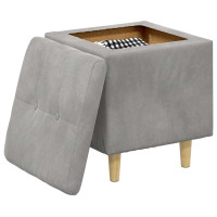 Produktbild för Förvaringspall med kudde Ljusgrå 40 x 40 x 45 cm Sammet