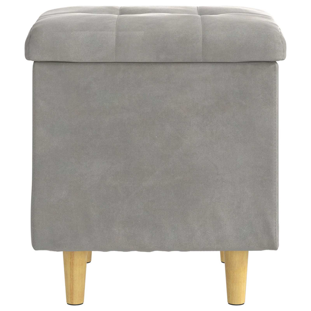 Produktbild för Förvaringspall med kudde Ljusgrå 40 x 40 x 45 cm Sammet