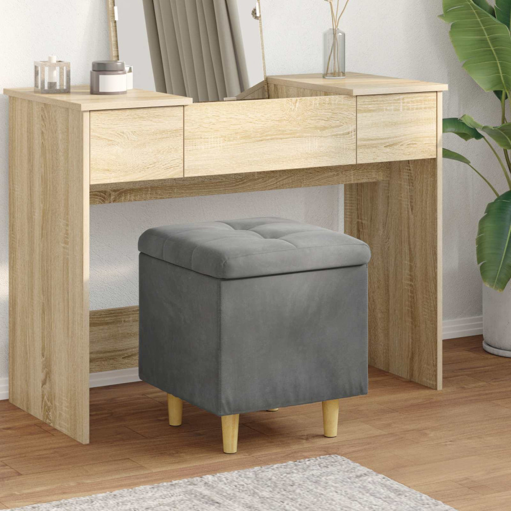 Produktbild för Förvaringspall med kudde Mörkgrå 40 x 40 x 45 cm Sammet