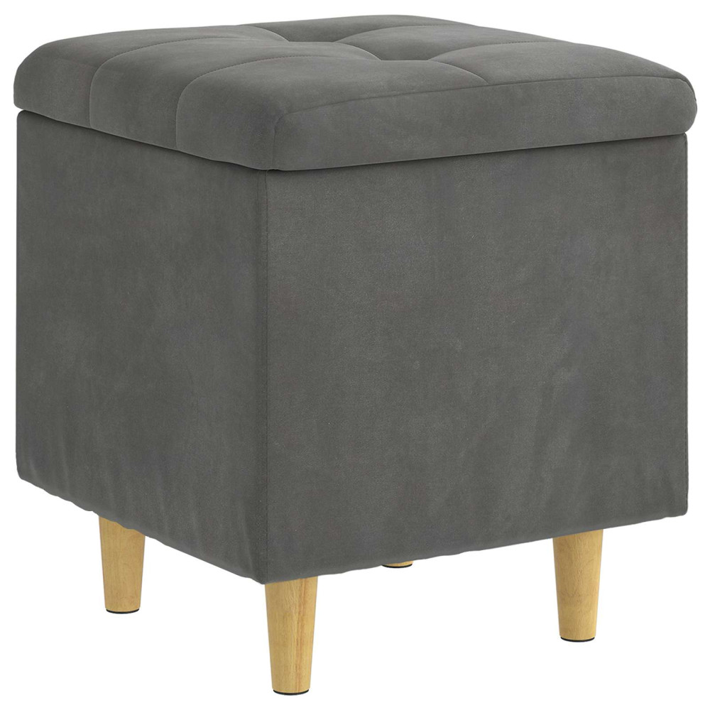 Produktbild för Förvaringspall med kudde Mörkgrå 40 x 40 x 45 cm Sammet