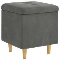 Produktbild för Förvaringspall med kudde Mörkgrå 40 x 40 x 45 cm Sammet
