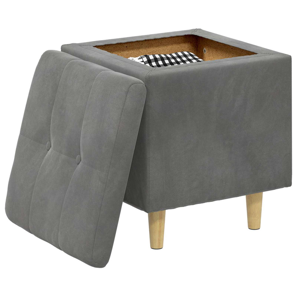 Produktbild för Förvaringspall med kudde Mörkgrå 40 x 40 x 45 cm Sammet