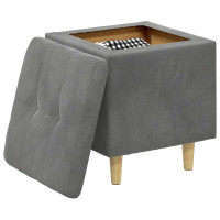 Produktbild för Förvaringspall med kudde Mörkgrå 40 x 40 x 45 cm Sammet