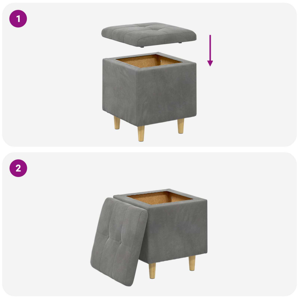 Produktbild för Förvaringspall med kudde Mörkgrå 40 x 40 x 45 cm Sammet