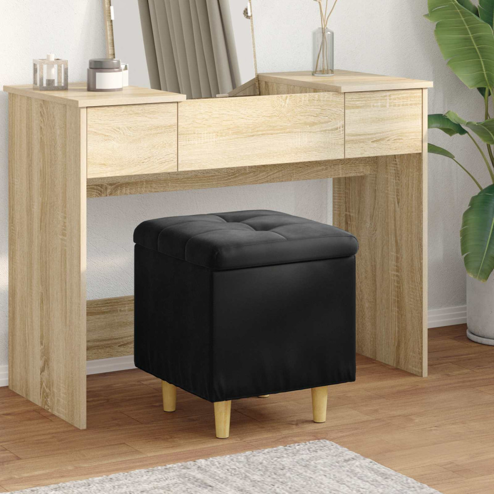 Produktbild för Förvaringspall med kudde Svart 40 x 40 x 45 cm Sammet