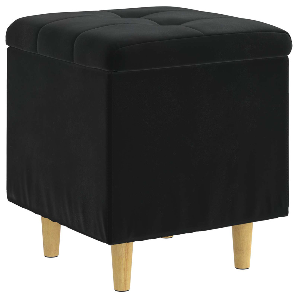 Produktbild för Förvaringspall med kudde Svart 40 x 40 x 45 cm Sammet