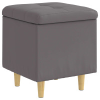 Produktbild för Förvaringspall med kudde Grå 40 x 40 x 45 cm Konstläder