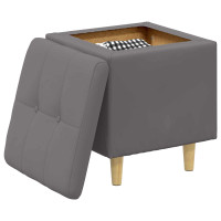 Produktbild för Förvaringspall med kudde Grå 40 x 40 x 45 cm Konstläder