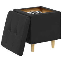 Produktbild för Förvaringspall med kudde Svart 40 x 40 x 45 cm Konstläder