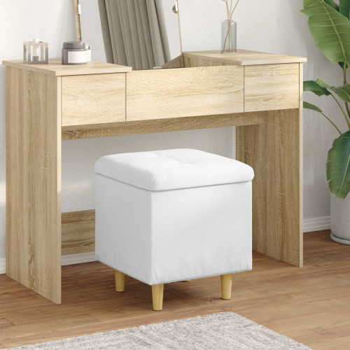 vidaXL Förvaringspall med kudde Vit 40 x 40 x 45 cm Konstläder
