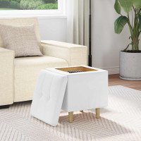 Produktbild för Förvaringspall med kudde Vit 40 x 40 x 45 cm Konstläder