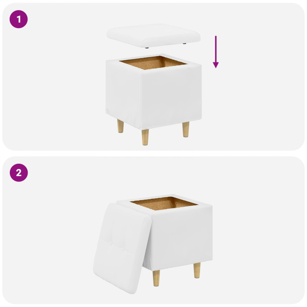 Produktbild för Förvaringspall med kudde Vit 40 x 40 x 45 cm Konstläder
