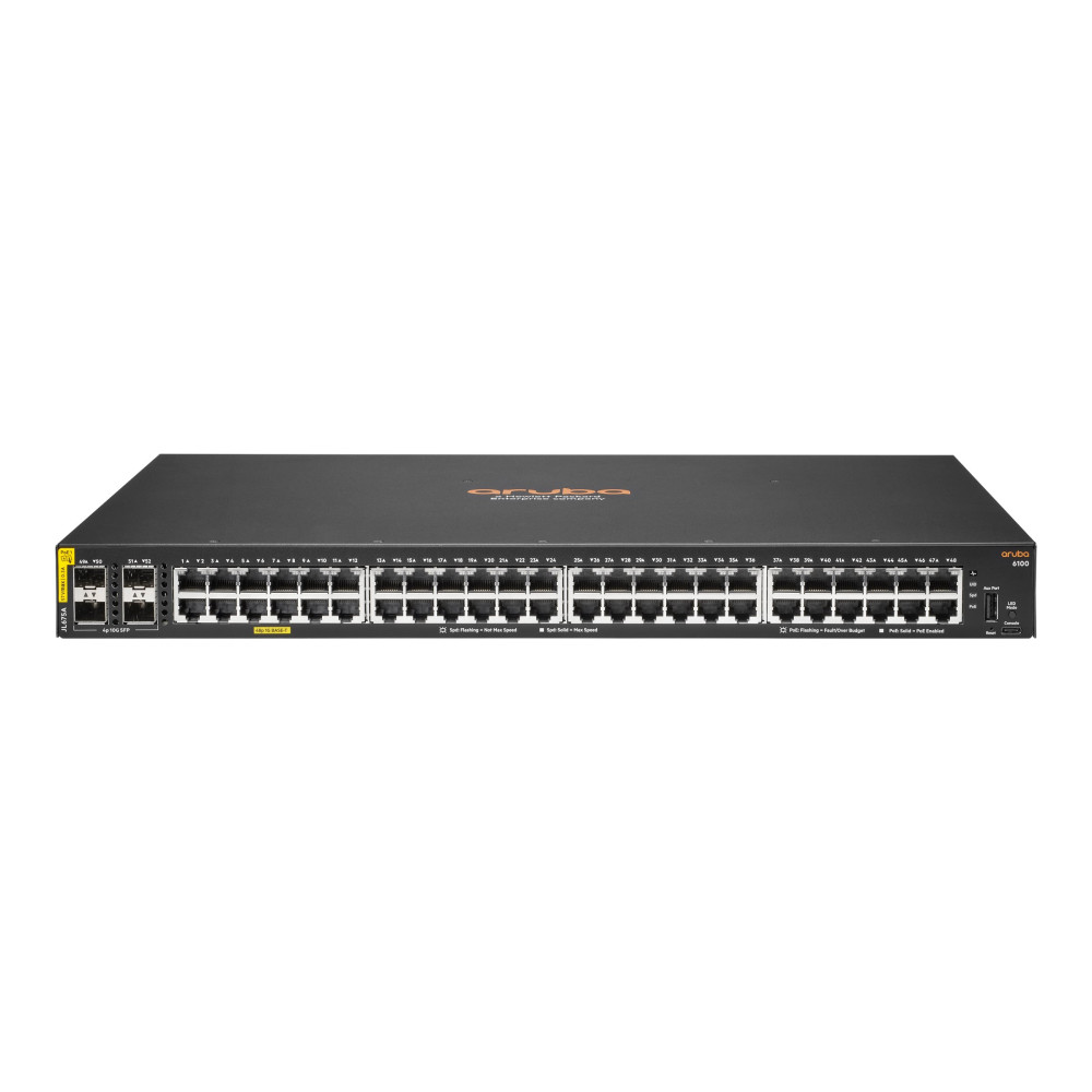 Produktbild för HPE Aruba 6100 48G Class4 PoE 4SFP+ 370W Switch - switch - 52 portar - Administrerad - rackmonterbar