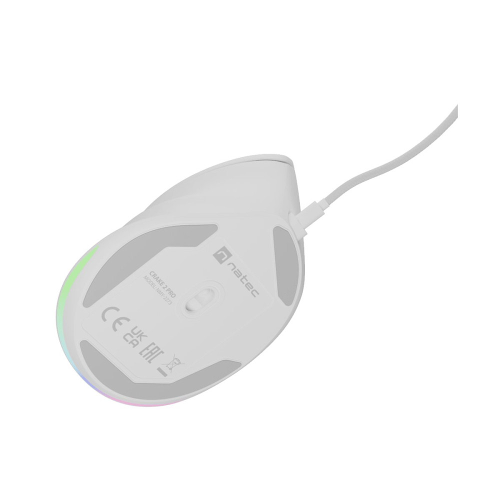 Produktbild för Natec CRAKE 2 PRO - vertikal mus - USB - vit