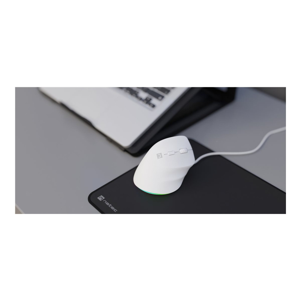 Produktbild för Natec CRAKE 2 PRO - vertikal mus - USB - vit