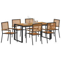 Produktbild för Trädgårdsmöbelset 7 pcs Svart och Brunt konstrotting
