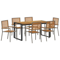 Produktbild för Trädgårdsmöbelset 7 pcs Grå och Brun konstrotting
