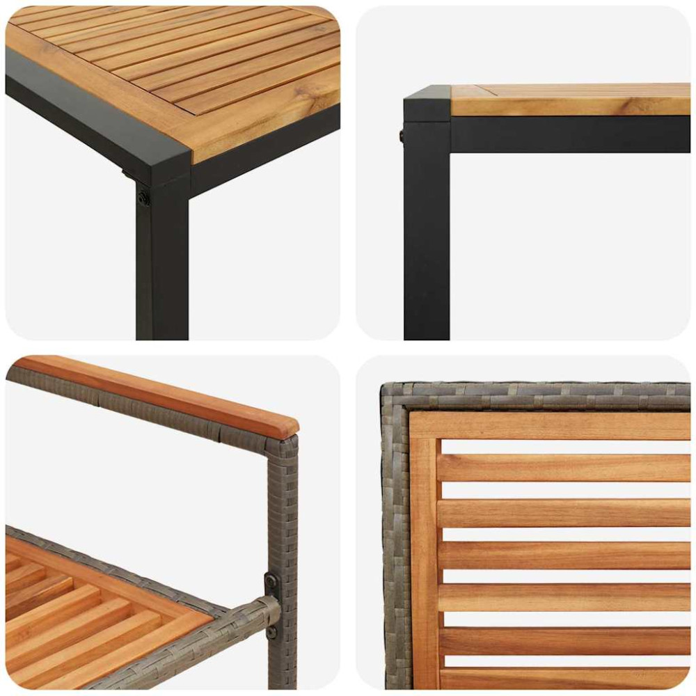Produktbild för Trädgårdsmöbelset 7 pcs Grå och Brun konstrotting