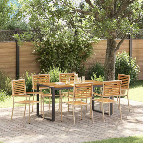 vidaXL Trädgårdsmöbelset 7 pcs Beige och brun konstrotting