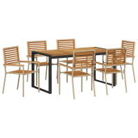 Produktbild för Trädgårdsmöbelset 7 pcs Beige och brun konstrotting
