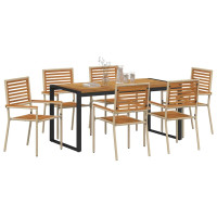 Produktbild för Trädgårdsmöbelset 7 pcs Beige och brun konstrotting