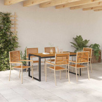 Produktbild för Trädgårdsmöbelset 7 pcs Beige och brun konstrotting