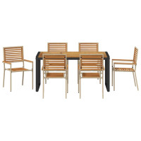 Produktbild för Trädgårdsmöbelset 7 pcs Beige och brun konstrotting