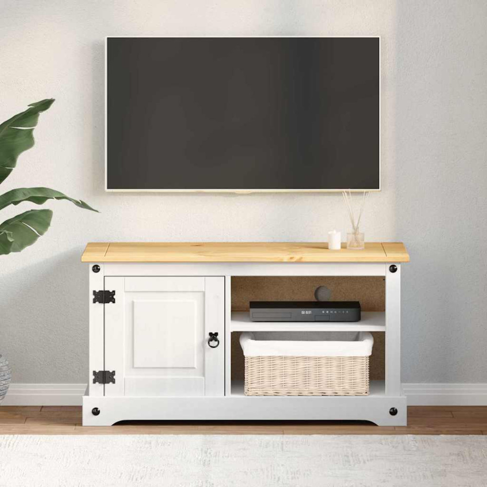 Produktbild för TV-skåp Corona Vit 100 x 40 x 52 cm Massiv furu