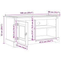 Produktbild för TV-skåp Corona Vit 100 x 40 x 52 cm Massiv furu