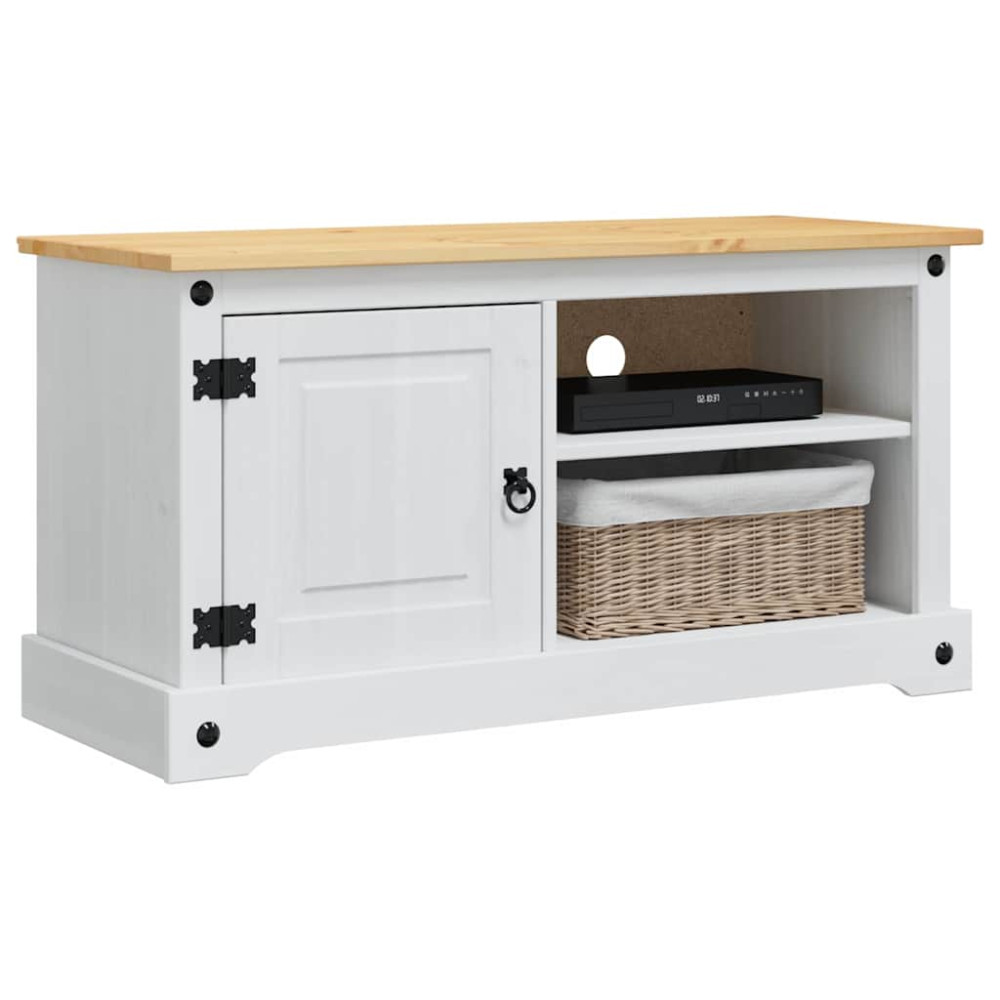 Produktbild för TV-skåp Corona Vit 100 x 40 x 52 cm Massiv furu