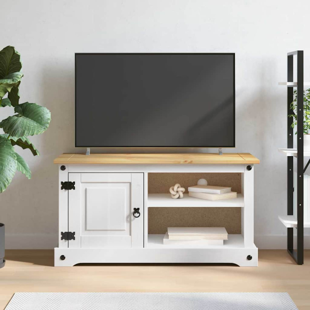 Produktbild för TV-skåp Corona Vit 100 x 40 x 52 cm Massiv furu