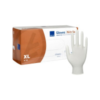 Produktbild för Undersökningshandske, ABENA Classic Protect, XL, vit, nitril...