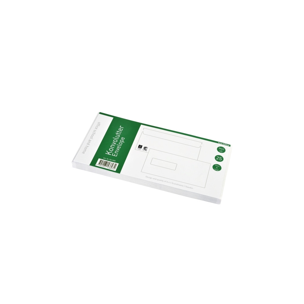 Produktbild för Kuverter M65 m/rude 90g Peel & Seal 110x220 mm hvid