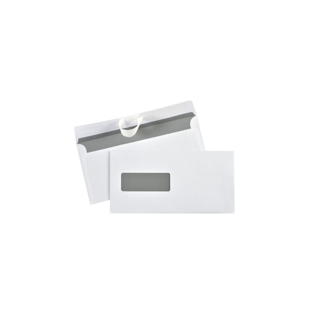 Produktbild för Kuverter M65 m/rude 90g Peel & Seal 110x220 mm hvid