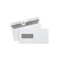 Produktbild för Kuverter M65 m/rude 90g Peel & Seal 110x220 mm hvid