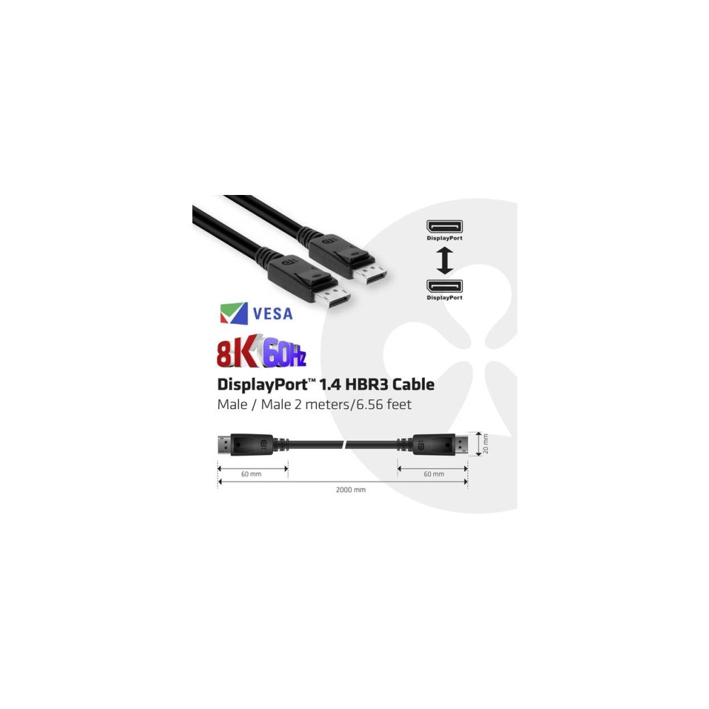 Produktbild för Club 3D - DisplayPort-kabel - DisplayPort till DisplayPort - 2 m