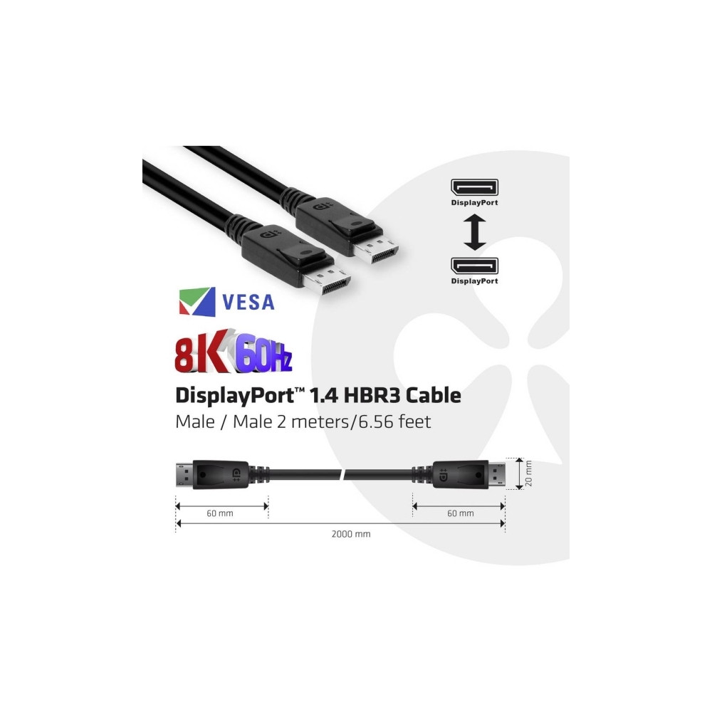 Produktbild för Club 3D - DisplayPort-kabel - DisplayPort till DisplayPort - 2 m