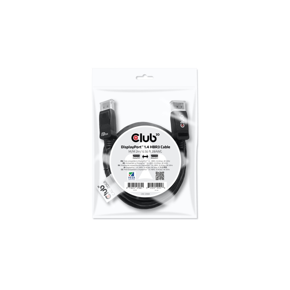 Produktbild för Club 3D - DisplayPort-kabel - DisplayPort till DisplayPort - 2 m