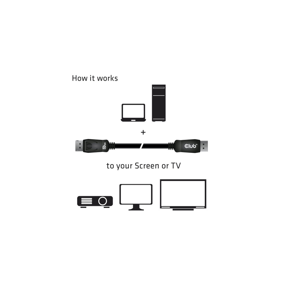 Produktbild för Club 3D - DisplayPort-kabel - DisplayPort till DisplayPort - 2 m