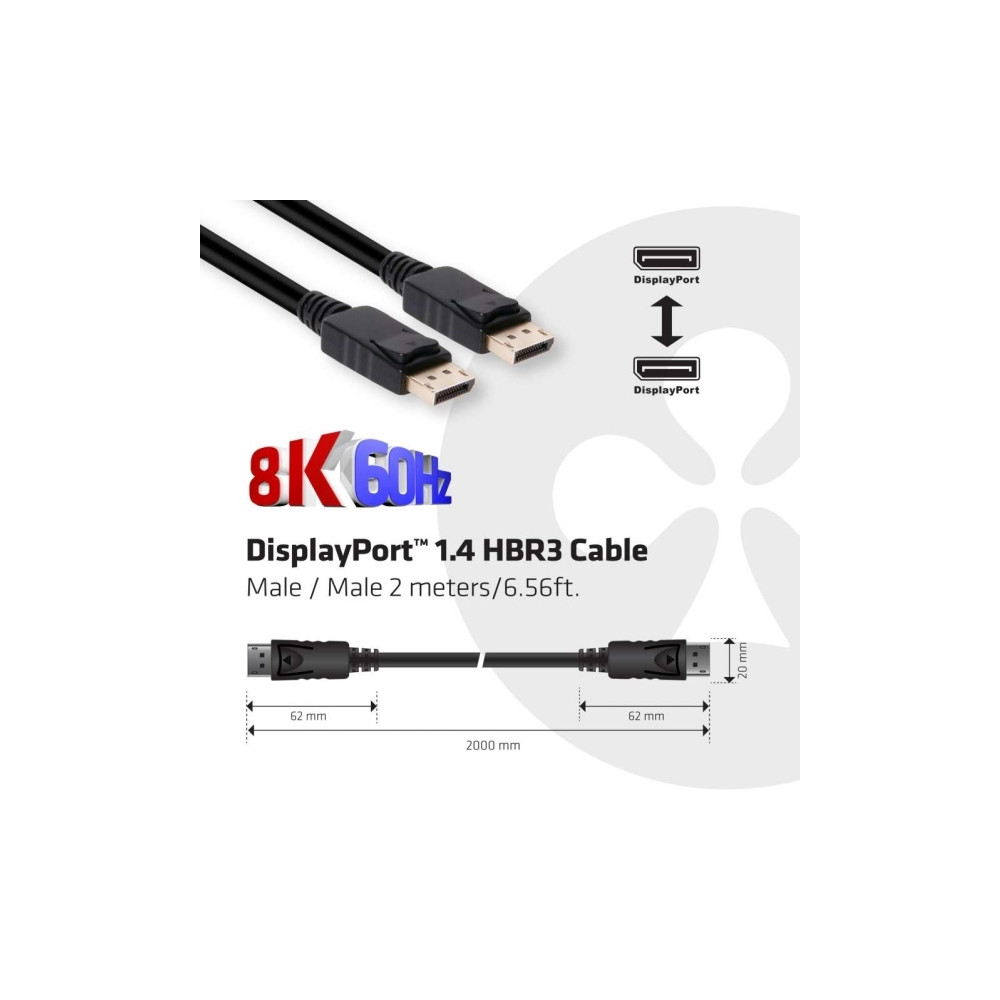 Produktbild för Club 3D - DisplayPort-kabel - DisplayPort till DisplayPort - 2 m