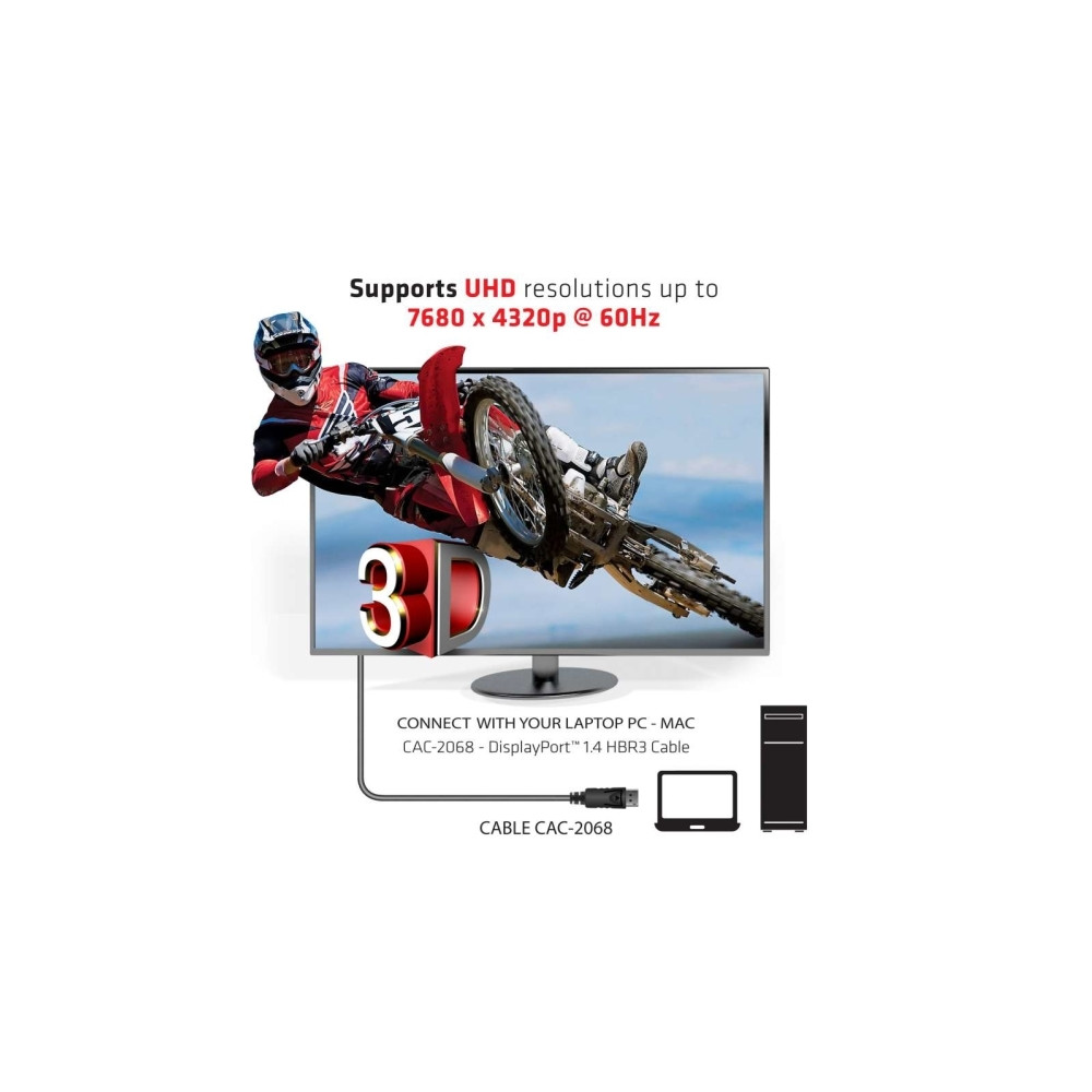 Produktbild för Club 3D - DisplayPort-kabel - DisplayPort till DisplayPort - 2 m