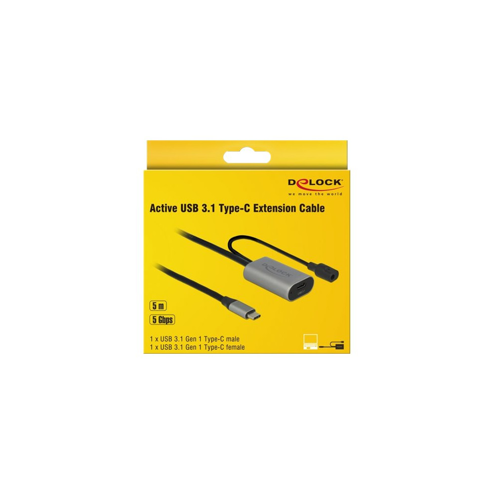 Produktbild för Delock - USB typ C-förlängningskabel - 5 m