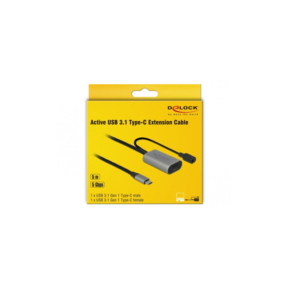 Produktbild för Delock - USB typ C-förlängningskabel - 5 m