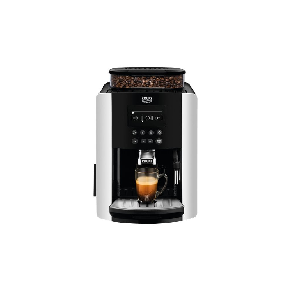 Produktbild för Krups Quattro Force EA817810 ARABICA - automatisk kaffekokare med mjölkskummare - 15 bar - svart/silver