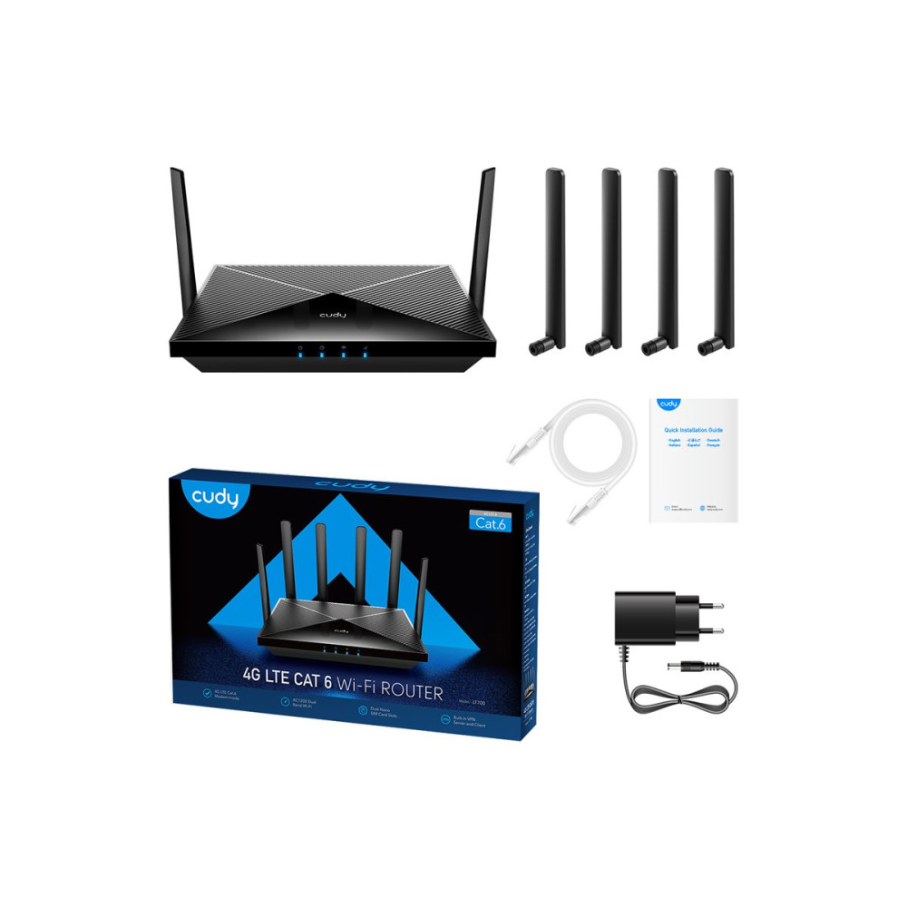 Produktbild för Cudy LT700 - 1.0 - trådlös router - WWAN - Wi-Fi 5 - 4G - skrivbordsmodell, väggmonterbar