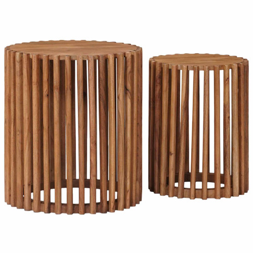 vidaXL Handgjord Sidobord Sats 2 pcs Teakbrun 40 x 40 x 45 cm